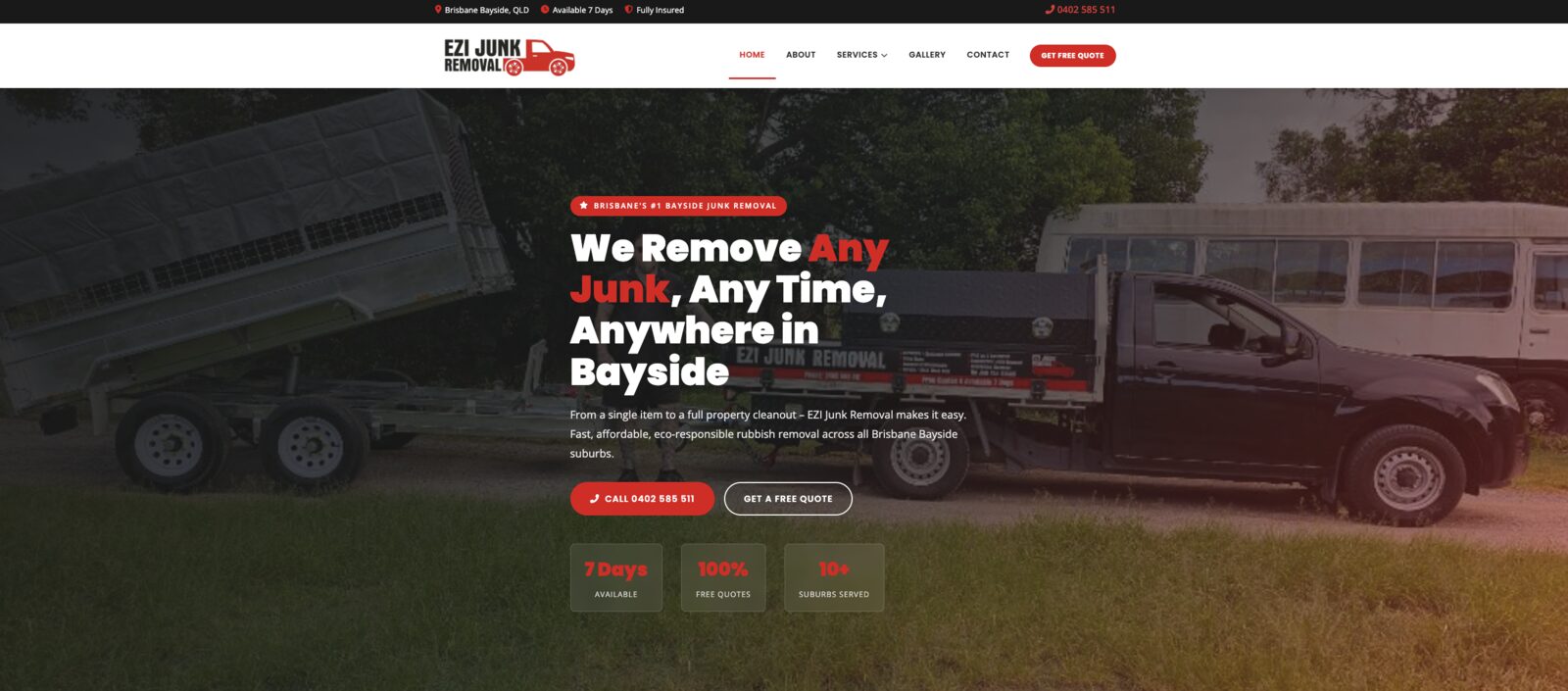 EZI Junk Removal — SW Digital portfolio screenshot